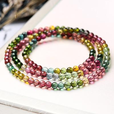 Natürliches brasilianisches Regenbogen-Turmalin-Armband für Frauen, mehrschichtiger Schmuck aus Bonbon-Wassermelonen-Turmalin-Kristall