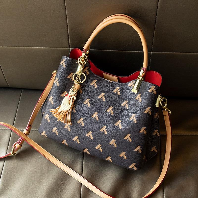 Women's Light Luxury Brand Genuine Leather Women's Bag Temperament Ladies Handbag Atmospheric Printed Tote Bag