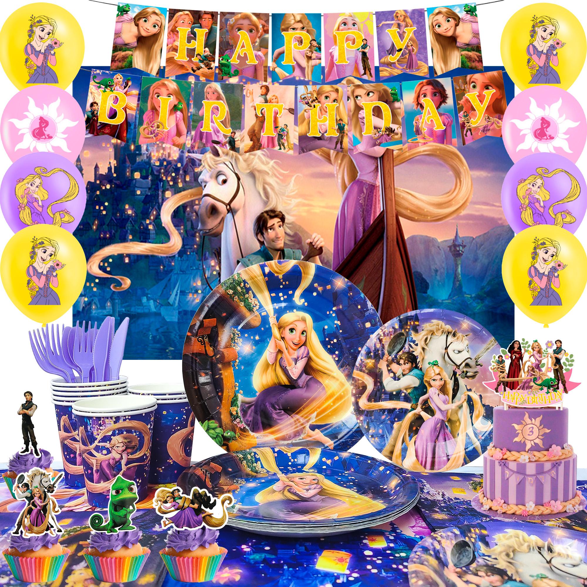 

112pcs Cartoon Birthday Decorations,Cartoon Party Decorations& Tableware Set-Birthday Plates Napkins&Balloons Banner Cake Topper etc синий/фиолетовый