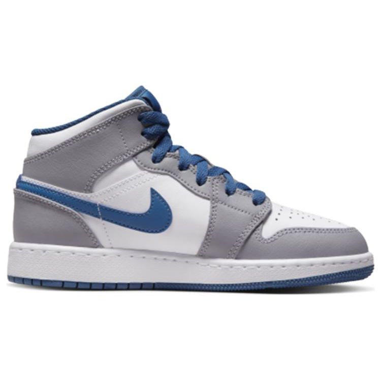 Air Jordan 1 Mid GS Cement True Blue Scarpe da ginnastica per bambini Grigio Cement-Grigio Bianco DQ8423-014