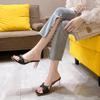 Fashion Sexy Rhinestone Comfortable High-heeled Shoes Women Thick Heels 2024 New Summer Wear Square Open-toe Sandals Women's