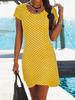 Polka Dot Summer Dress - Casual Short Sleeve with Ruffles