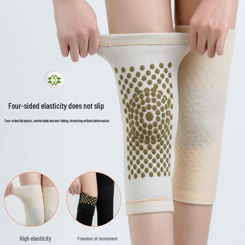 Extra Long Mugwort Knee Pad: Anti-Slip, Warm, with Bandage for Old Cold Legs, Universal & Thickened
