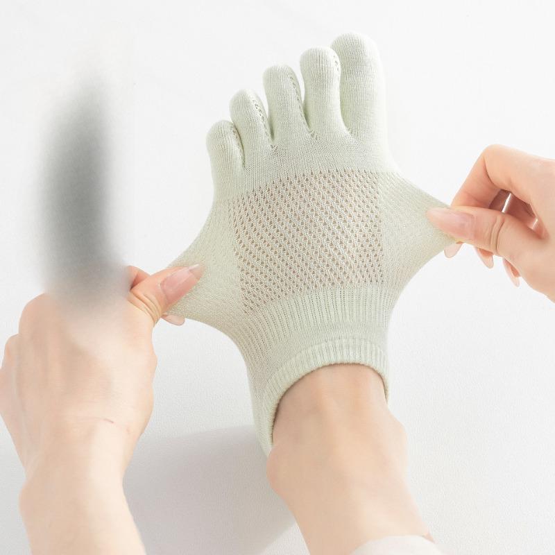 Five-finger Socks for Women, Summer Thin Cotton Socks, Mesh Breathable, Shallow-mouthed Short Socks, Toe Split Sports Boat Socks