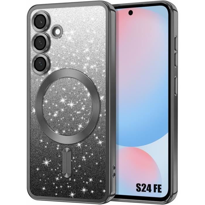 Coque de protection - BOOLING - pour Samsung Galaxy S24 FE - Silicone souple - Protection caméra intégrée - Noir