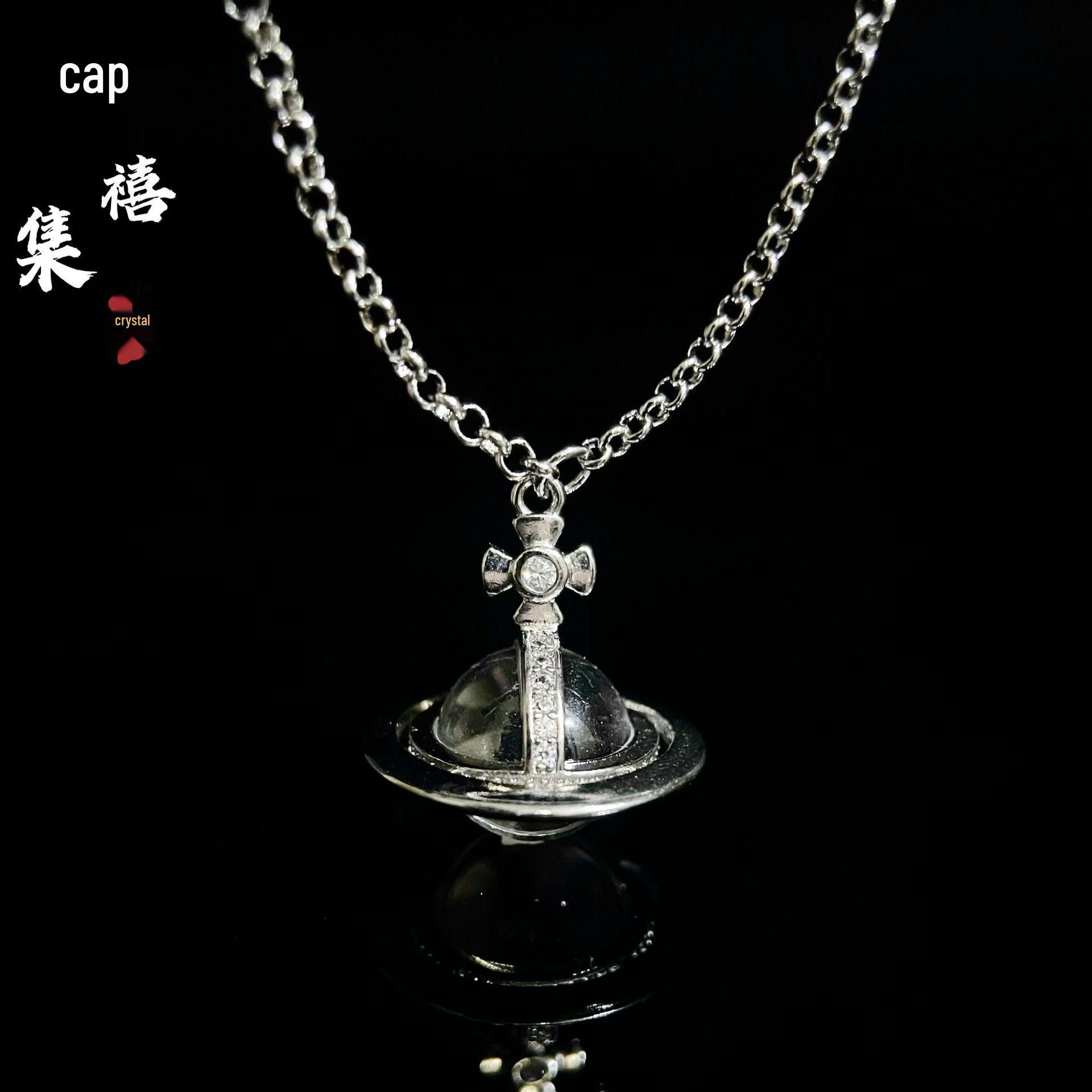 Jingxi Ji Хрустальная Императрица Цыси 3D Сатурн Ожерелье и Многослойный Браслет: Аксессуары-подвески «Планета» высокого класса для женщин