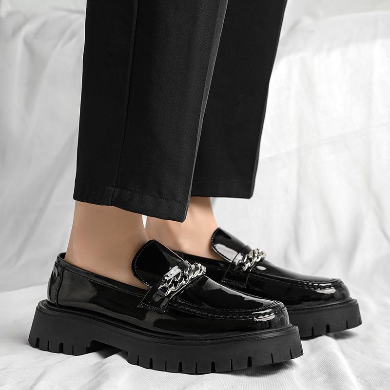 Fashion Thick Bottom Walking Business Shoes New Trend Men Leather Dress Loafers Slip on Soft Loafers Non Slip Breathable Driving Flats