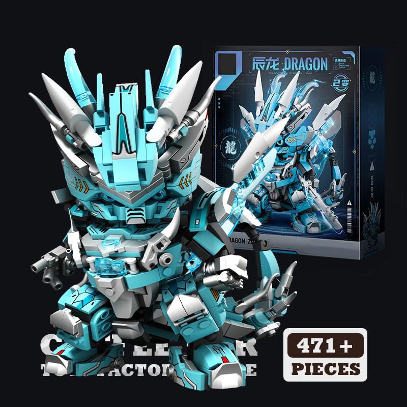 Transformable Dragon Robot Building Kit 2 in 1 Mecha Snake Warrior MOC Bricks 3D Model Action Figure Blocks Toys Adult Kids Gift