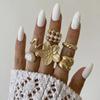 Ingemark 6Pcs/Set Vintage Creative Flower Metal Rings Women Wedding Boho Imitation Pearls Knuckle Ring Fashion Jewelry Steampunk