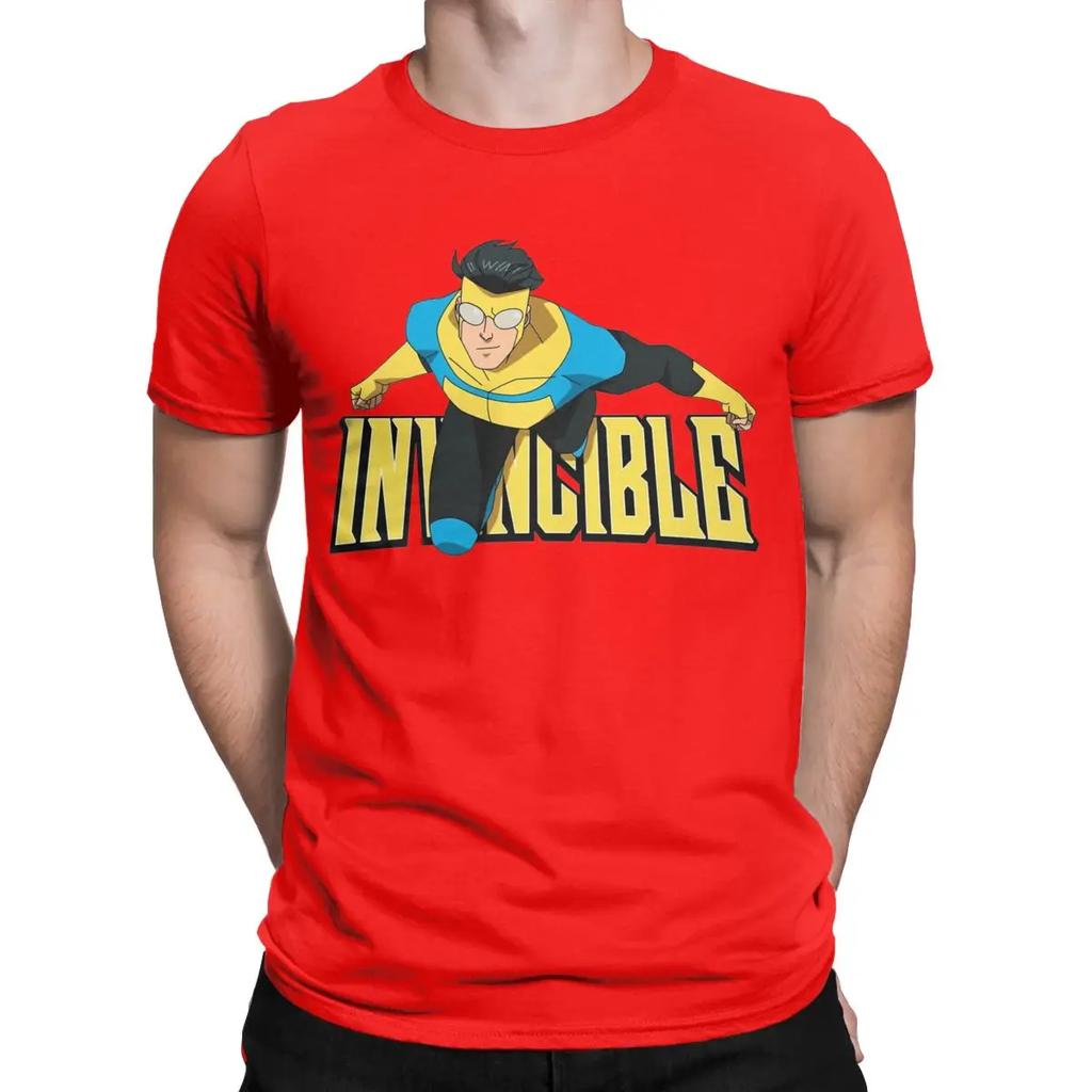 Animated Invincible Comic Superhero Men's T Shirt Vintage Tees Short Sleeve Crew Neck T-Shirts Cotton Plus Size Clothing