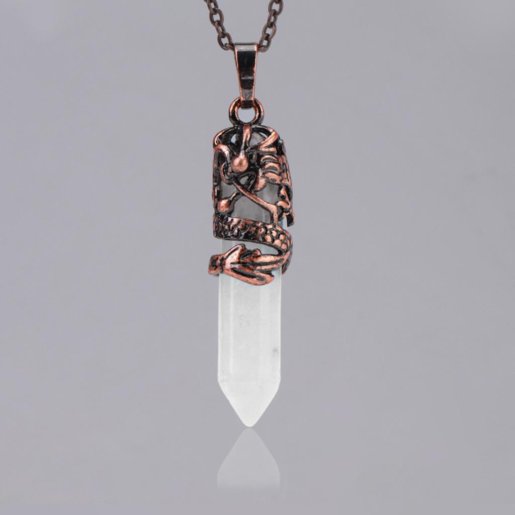 Dragon Crystals Necklace Stone Quartz Necklaces Natural Crystal Pendant Hexagonal Pendant Amethysts Jewelry for Women Men E853