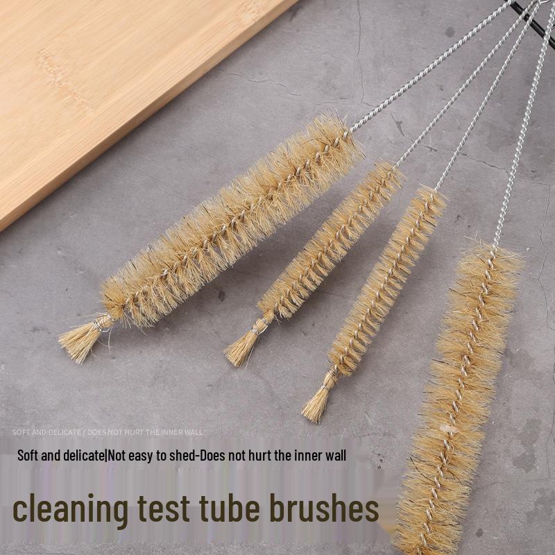 Small Bristle Test Tube & Pipe Cleaning Brush with Extended Steel Wire & Copper-Plated Features