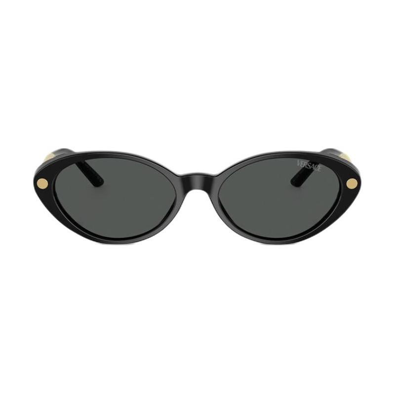 Versace [Available Prescriptions] Tubular Greca Pattern On the Temples, Oval Sunglasses, Women's Black 12145833 O4469-OGB18754_ONUL-Black 54