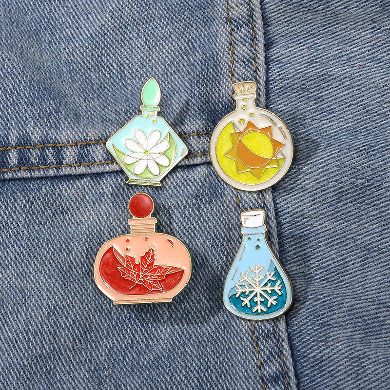 Cartoon brooch, spring, summer, autumn and winter, water bottle modeling, clothes, decorations, waist-closing artifact, oil-dripping spike needle