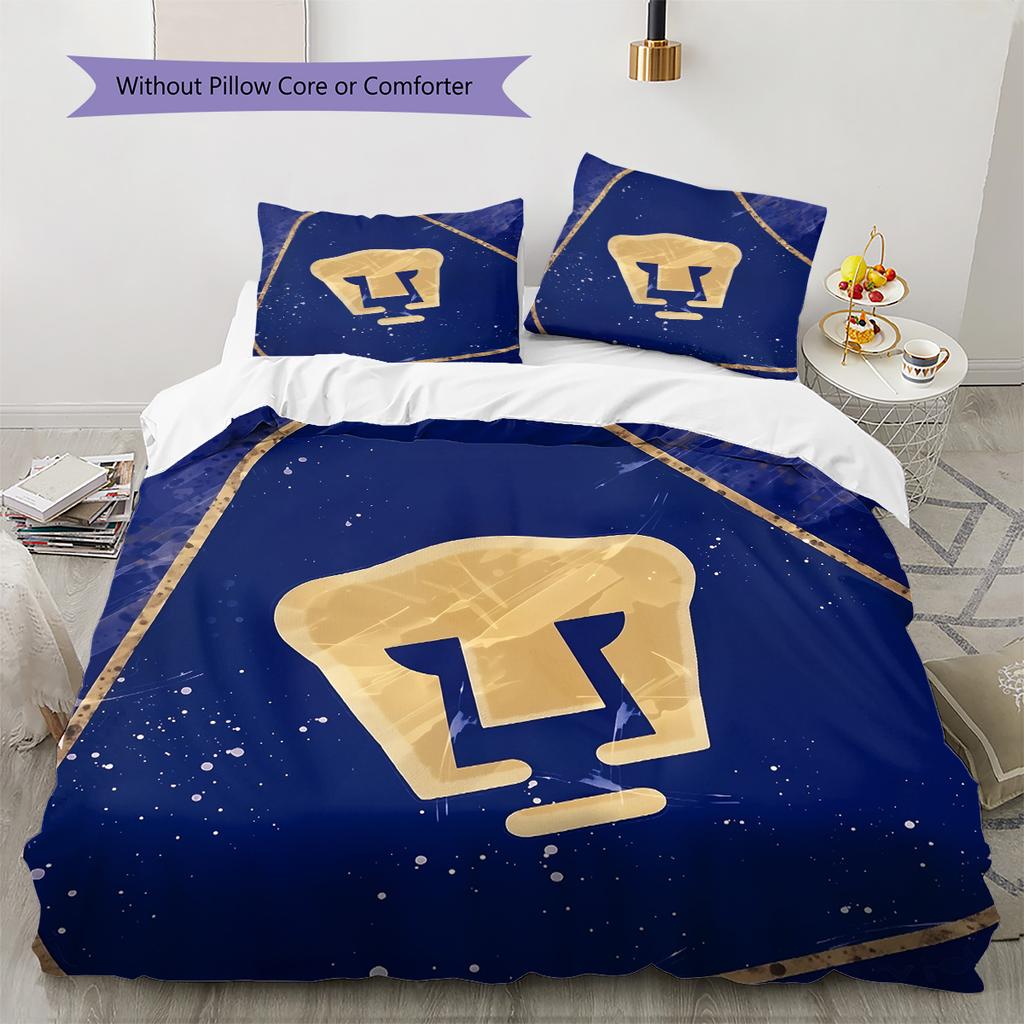 Pumas Football Team Pattern Bedding Quilt Set Home Decoration Gift (1 * duvet cover + 2 * pillowcase without core)
