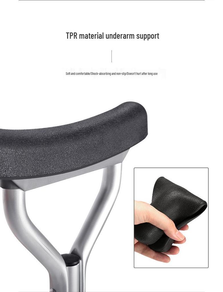 Aluminum Alloy Folding Walker with Wheels, Underarm Crutches, and Seat Cushion for Elderly Rehabilitation.