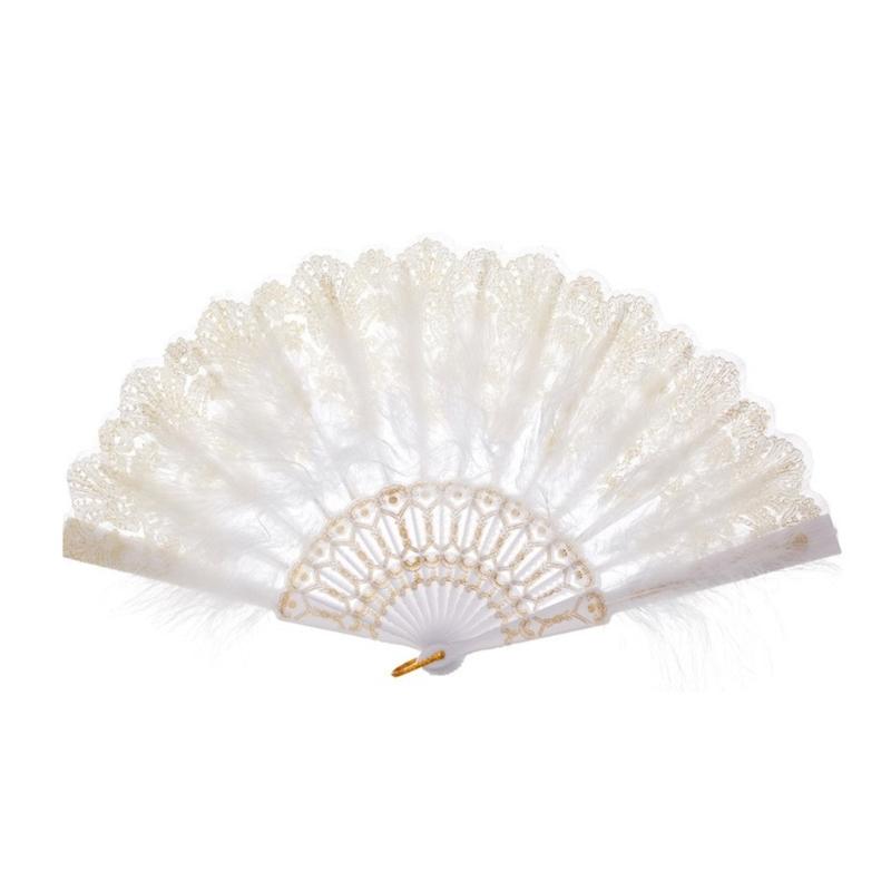 

Q1JB складной веер из перьев для женщин, танцевальный веер, свадебный веер для невесты, украшения для вечеринок белый