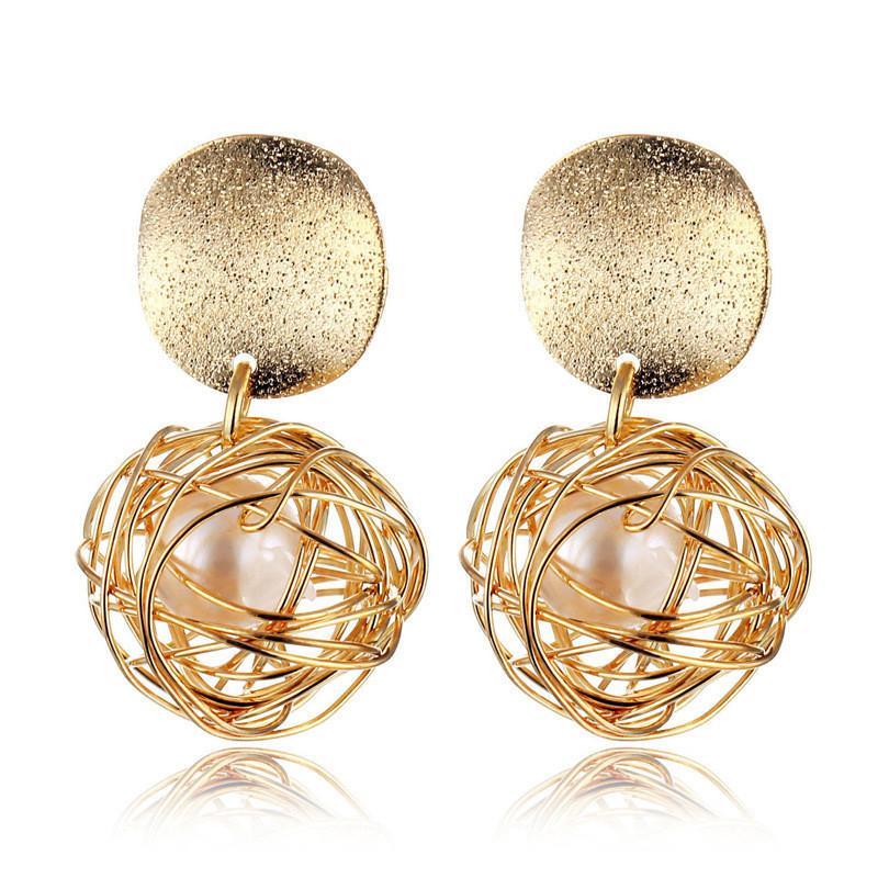

Trend Gold European Alloy Earrings Stylish Pearl Geometric Design For Women