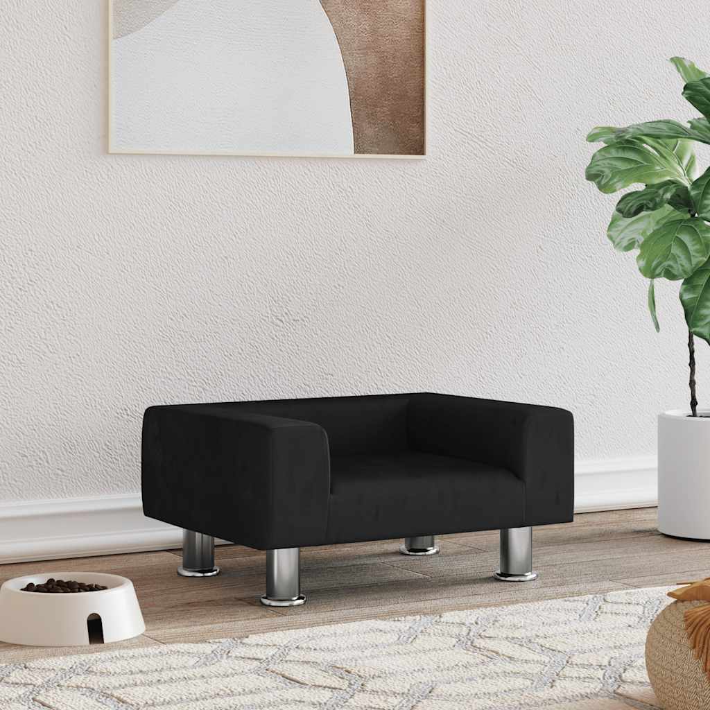 Dog Bed Black 50 x 40 x 26.5 cm Velvet