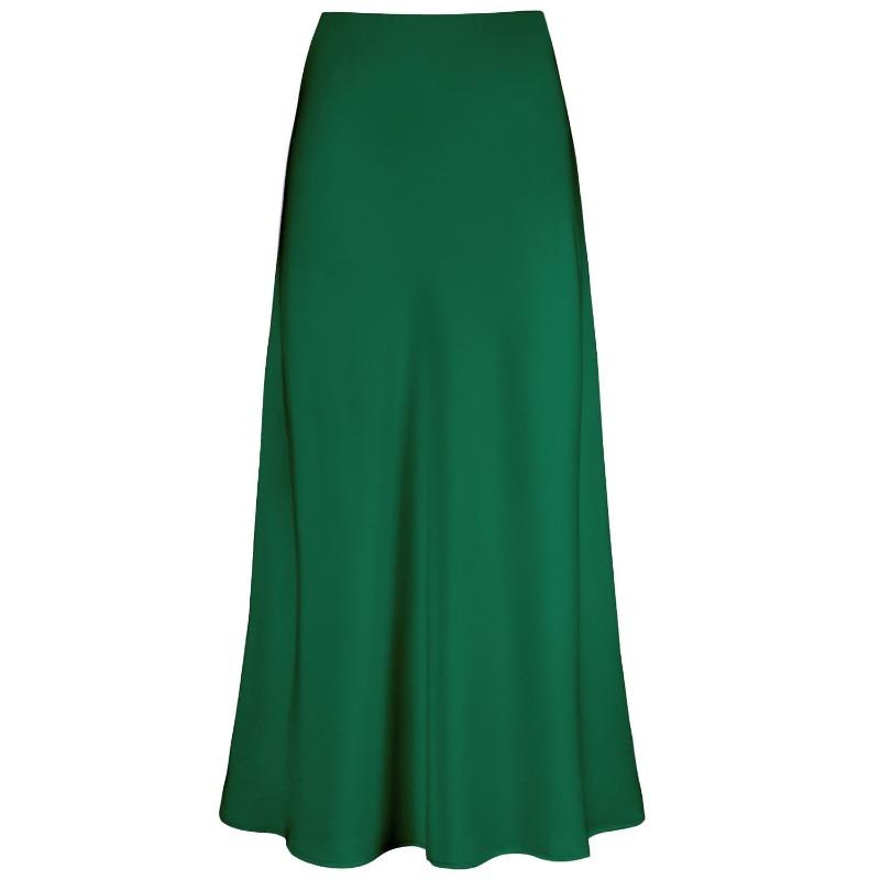 Spring and Autumn Women's Elegant Rayon Satin Skirt, High Waist, Fishtail Skirt, Solid Glossy A-line Office Skirt