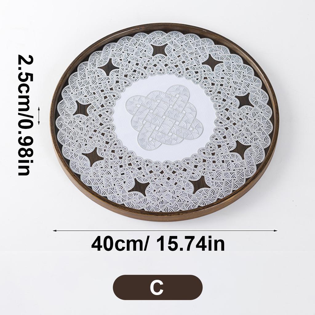 Bamboo Serving Tray,wood Breakfast Tray,for Serving Food, Coffee, Tea, and More Classic Round Coffee Table Tray