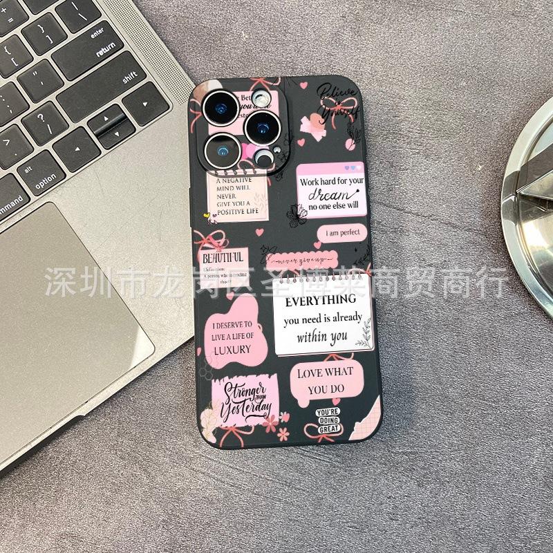 English label Applicable iPhone15 mobile phone case 14PROMAX all-inclusive 13 anti-drop 16/15 protective case 17