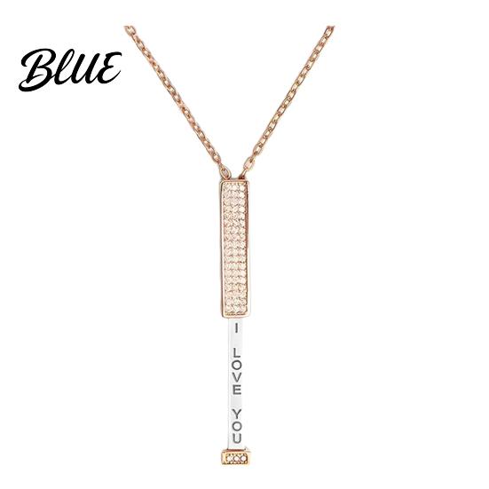 Love Necklace with Hidden Message I You Secret Slider Adjustable