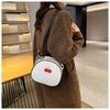 Women Fashion Lychee Pattern Handbag 2025 New Small Round Shoulder Bag Simple Casual Mini Crossbody Backpack