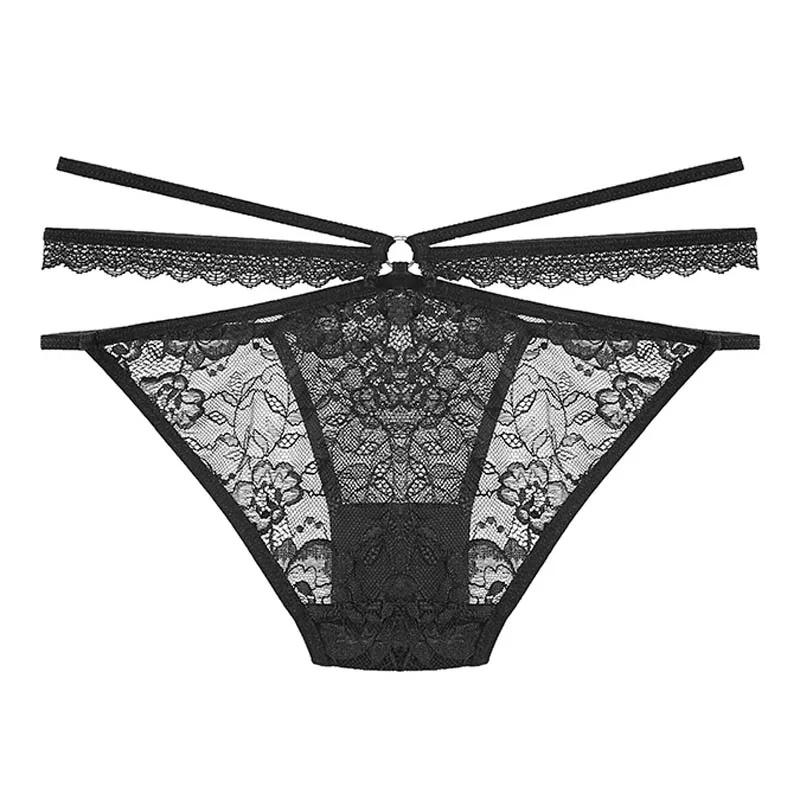 

CINOON сексуальные кружевные женские трусики с низкой талией искушение женское белье женский перекрестный ремень стринги стринги ажурное нижнее белье трусики L чёрный