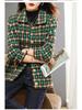 Women's Korean-Style Plaid Wool Jacket - Loose Short Fit, Trendy Autumn/Winter 2025 Collection