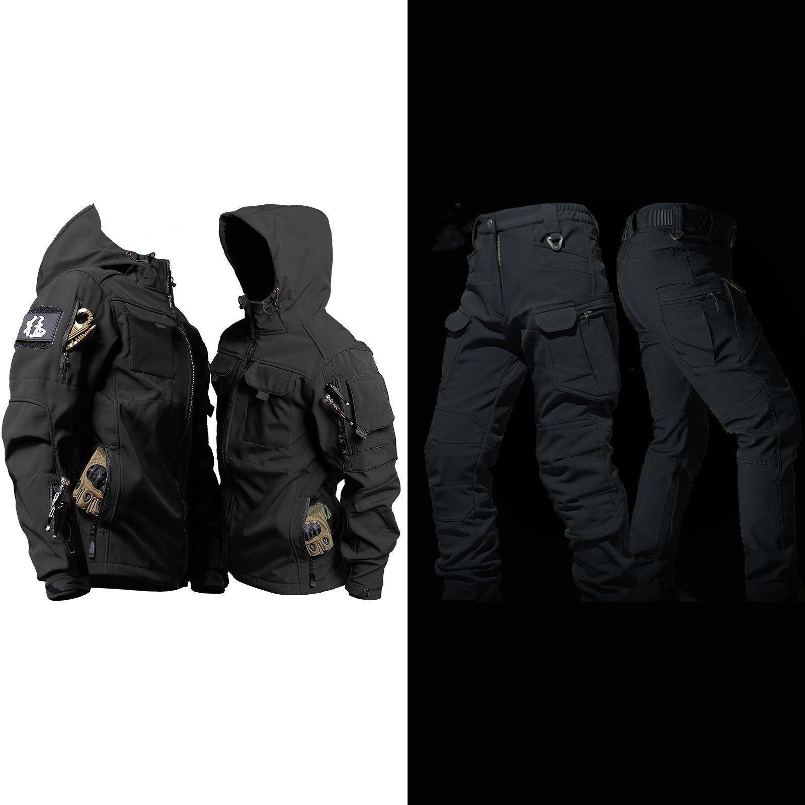 

Зимова флісова куртка чоловіча для вулиці, мотоциклетна, з кишенями, м яка, водонепроникна, вітрозахисна, тепла, приємна до шкіри L чорний