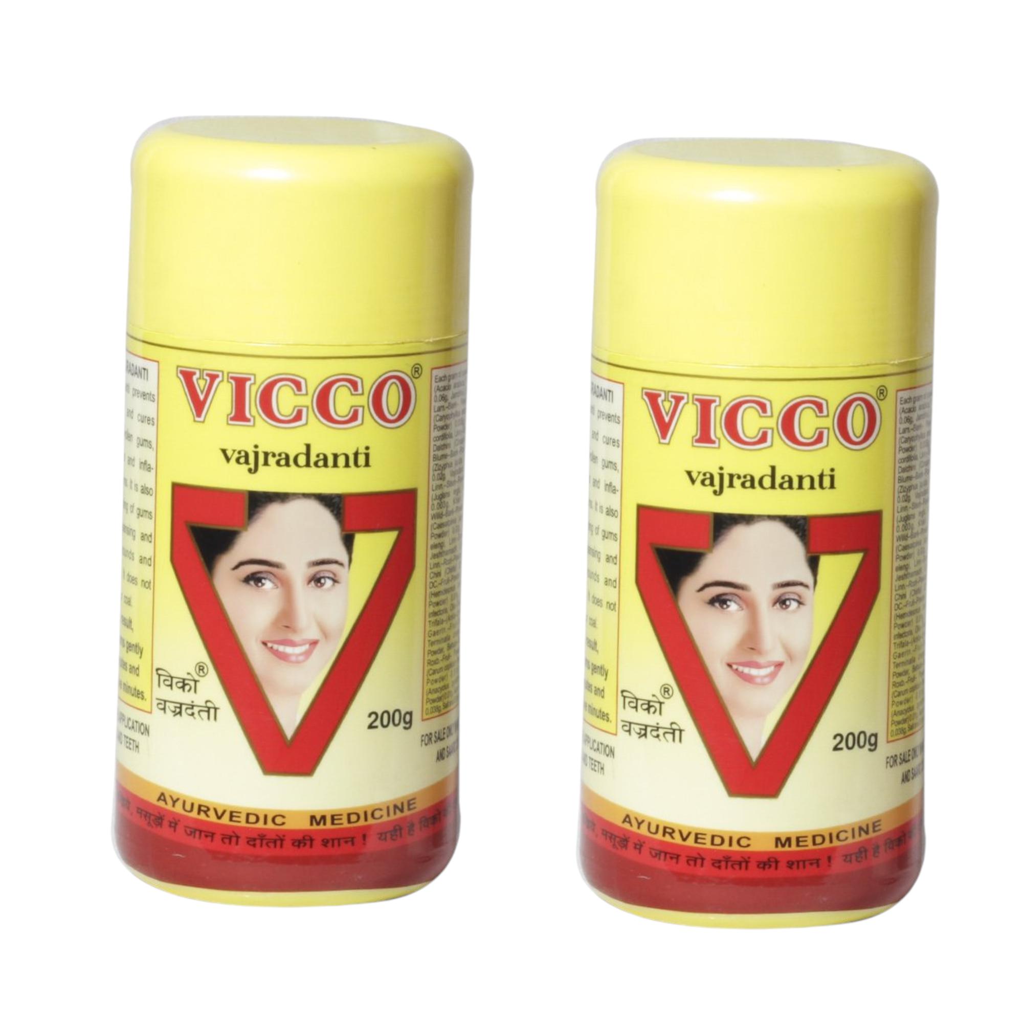 

Vicco Vajradanti Ayurvedic Tooth Powder for Strong Teeth and Healthy Gums 200gX Pack of 2