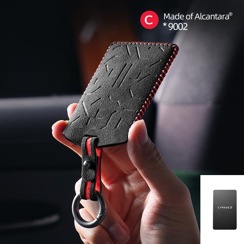 Interior Mouldings Alcantara For LYNK & CO 08 Car Key Case Suede Leather Keychain Auto Accessories Smart Remote Protector Card C