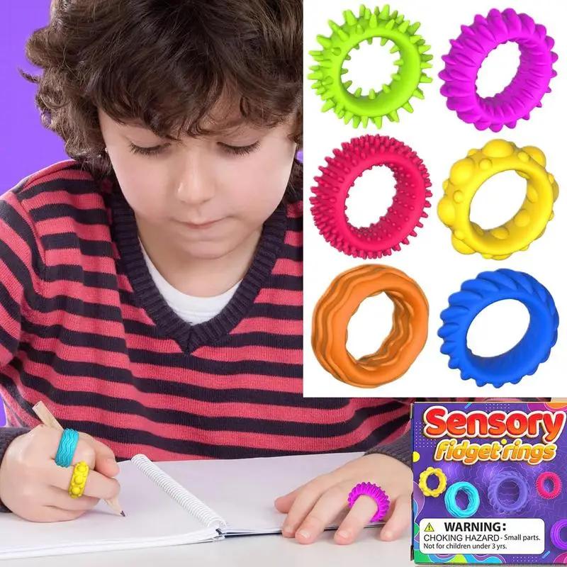 12er Set Sensorische Ringe für Teenager und Erwachsene Stressabbau Massagegerät Linderung Fidget Spielzeug Akupressur Stachelig zur Unterhaltung Spiel Sicher Kinderfreundlich Spaß