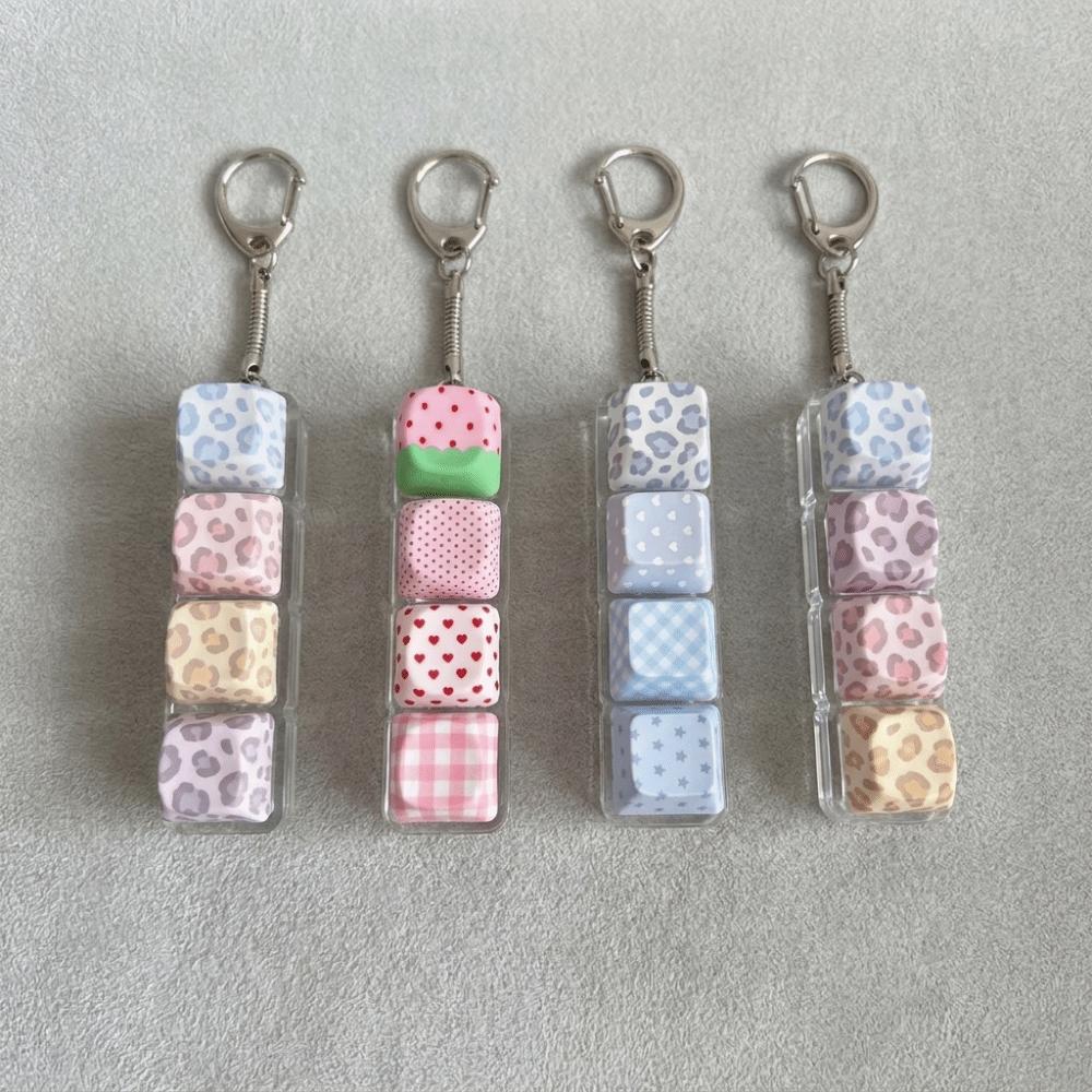 PBT Material Decompression Keyring Snake Bone Chain Mechanical Keyboard Key Cap Pendant  Office