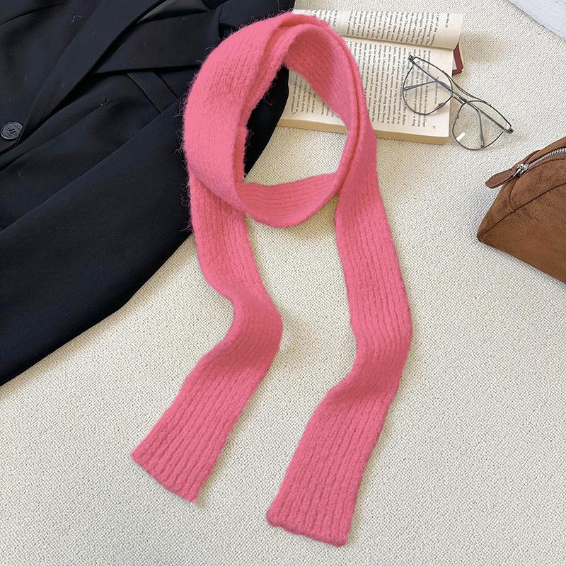 New slender strip knitted scarf, neck care and warmth in autumn and winter, multi-functional outdoor cycling, cold-proof, soft and skin-friendly scarf