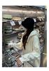 Women's Oversize Milk Apricot Zipper Hoodie - Heavyweight Fish Scale Cardigan for Early Autumn