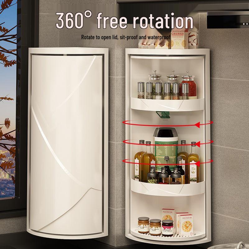 Rotating Corner Kitchen Rack for Seasonings and Condiments