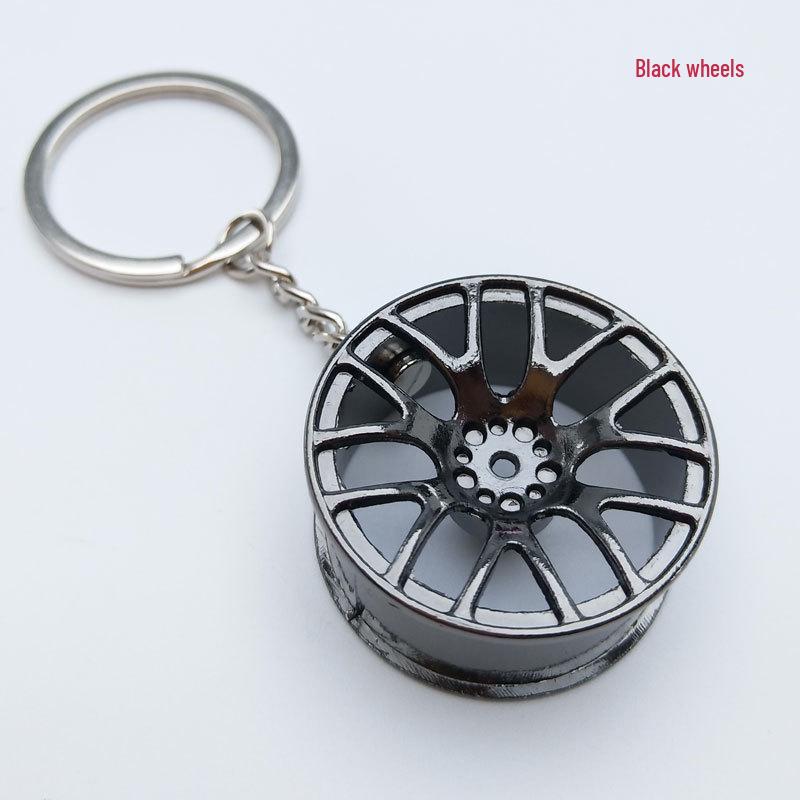 Porte-clés de voiture créatif avec levier de vitesse de turbine, moyeu de roue, disque de frein et pendentif amortisseur