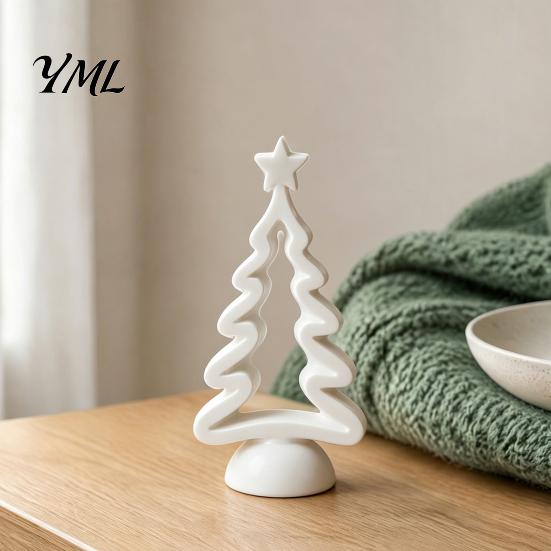 Exquisite Christmas Home Decor Hollow Tree Statue, 3D Printed Star Topper Ornament, Ornament Modern Festive Centerpiece for Tabletop Holiday
