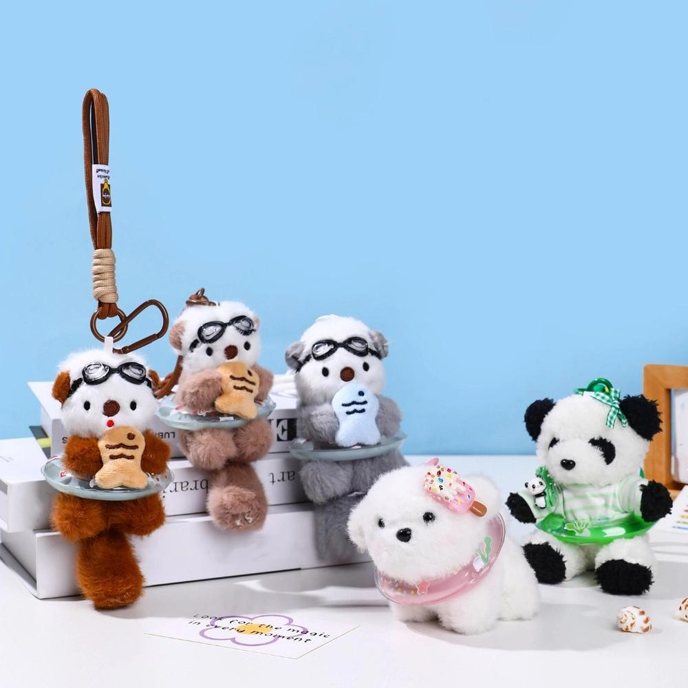 Animals Doll Cartoon Pilot Otter Keychain Keys Accessories Panda Puppy Plush Doll  Students