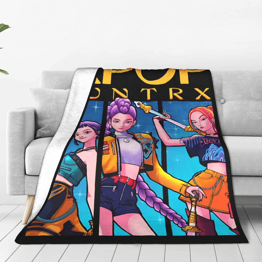 K pop Demon Hunters Blanket Quality Soft Warm  Throw Blanket Winter Kids Living Room Aesthetic Bedspread