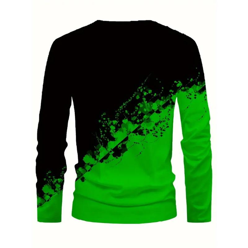 Módní 3D digitální tisk Kreativní graffiti vzor Pánské tričko s dlouhým rukávem a kulatým výstřihem Ležérní jarní a podzimní venkovní nošení Pohodlné