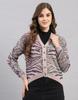 Cardigan da donna a manica lunga con scollo a V