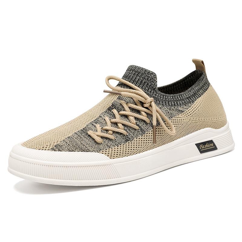 Shoes men's summer new casual breathable men's shoes one pedal middle-aged and elderly father shoes Korean version flying woven mesh shoes men