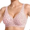 Reggiseno Push Up Senza Ferretto Profondo a V Stampa Leopardo Taglie Forti per Donna