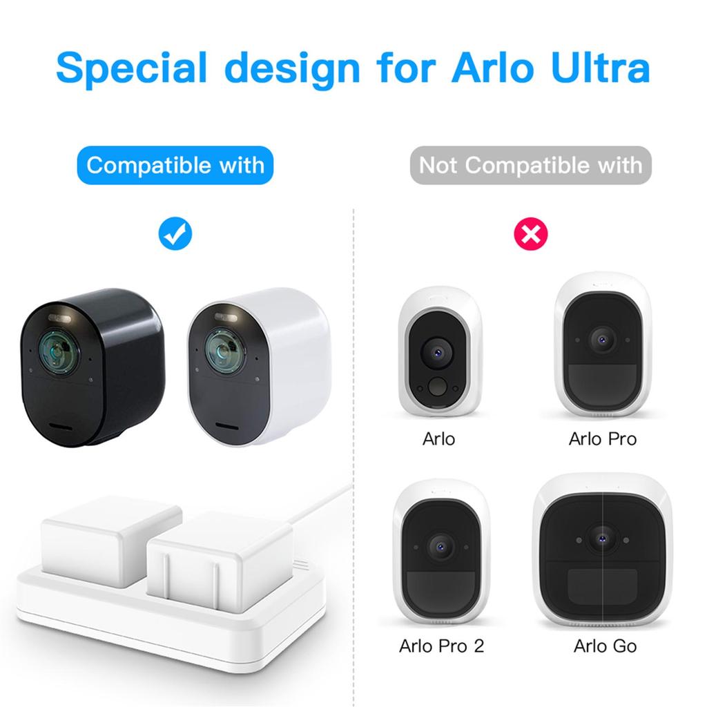 Battery Charger Station Compatible with for Arlo Ultra 4k Arlo Pro 3 Camera Dual Charging Station LED Display