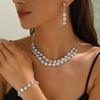 Fashion Shining Jewelry Set Inlay Rhinestone Clavicle Chain Elegant Bracelet  Wedding Engagement
