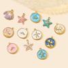 3pcs/Lot Stainless Steel Enamel Starfish Round DIY Charms Palm Tree Fishtail Necklace Pendants Woman Summer Holiday Jewelry