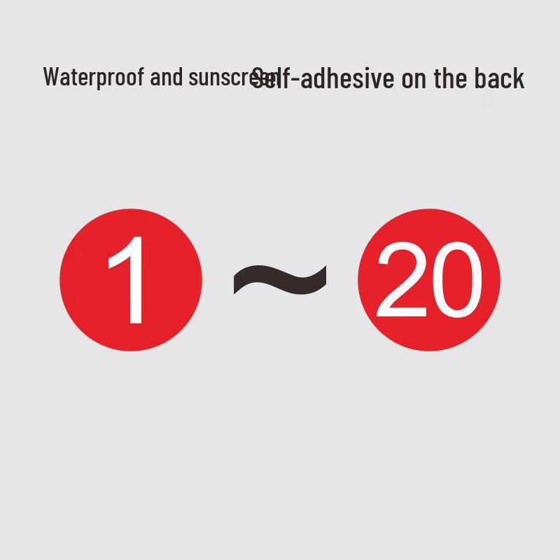Self-Adhesive PVC Waterproof Number Stickers 5x5cm